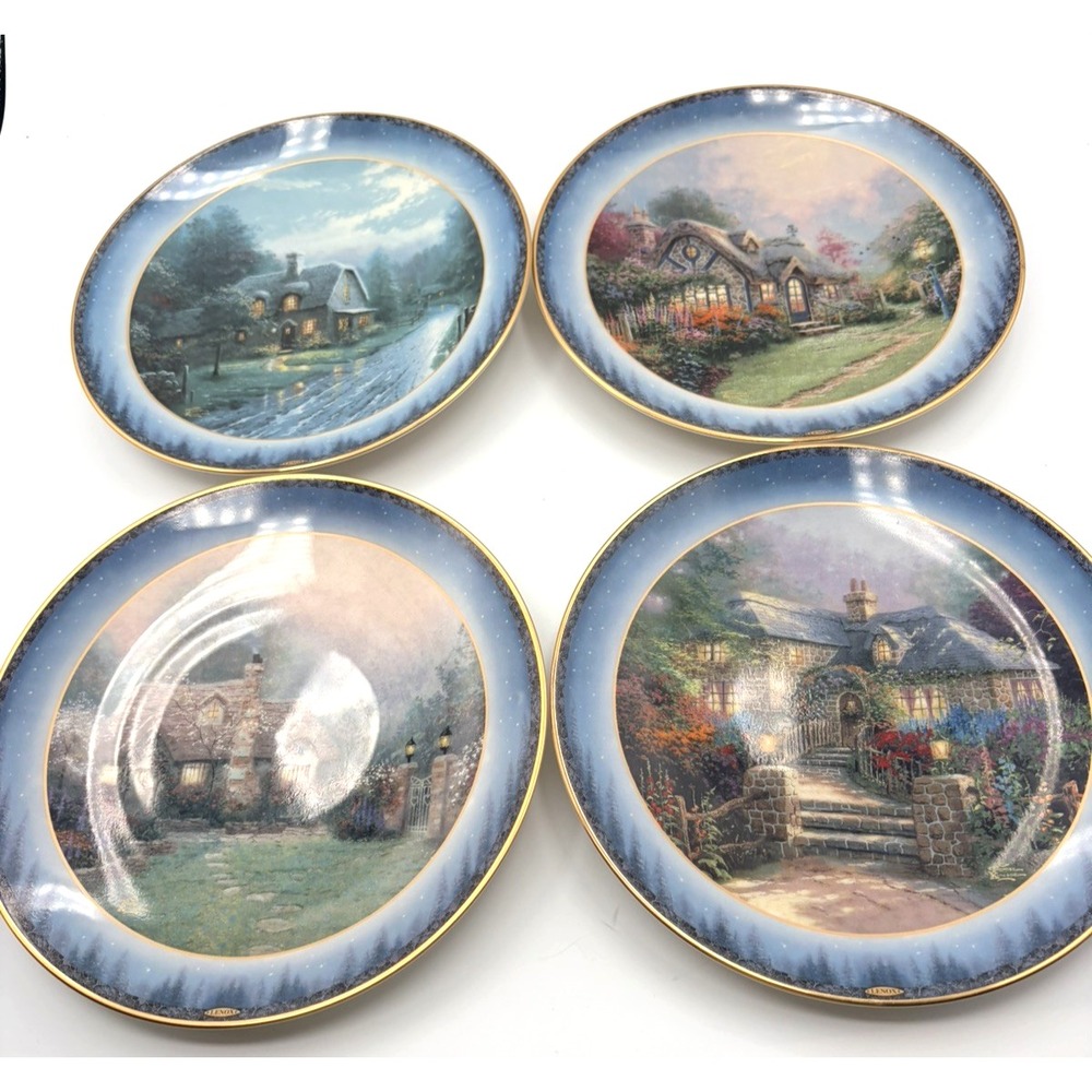 Thomas Kinkade Decorative Plates Lot Of 4 Lenox Peaceful Retreats